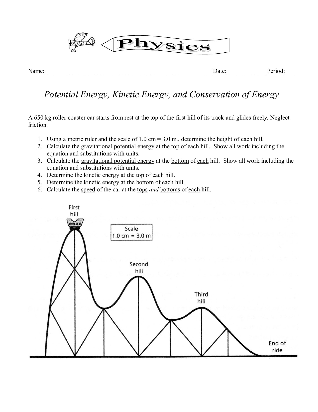 Conservation Of Energy Worksheet Education Template