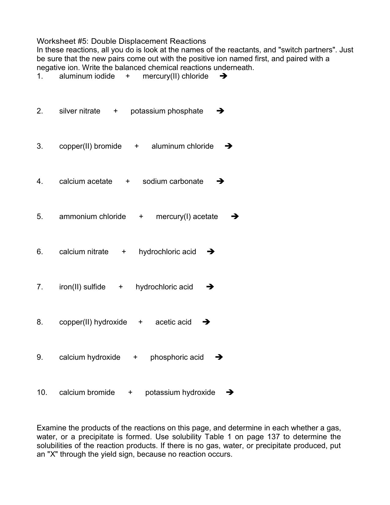  Double Replacement Reaction Worksheet Free Download Goodimg co