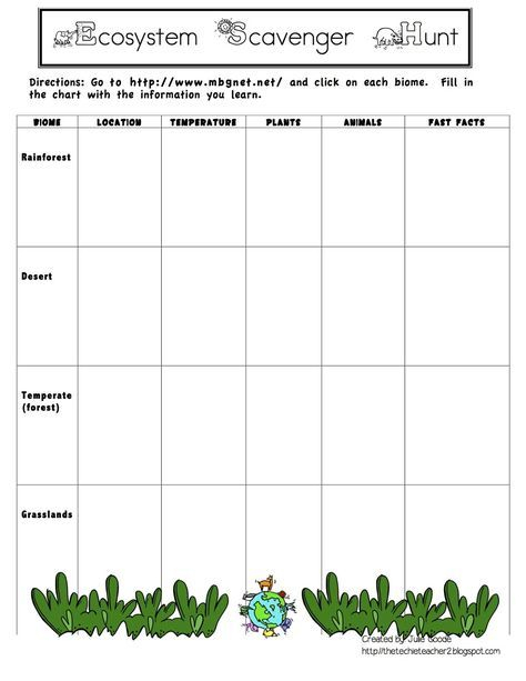 Ecosystem Habitat Biome Webquest FREEBIE Ecosystems Biomes 