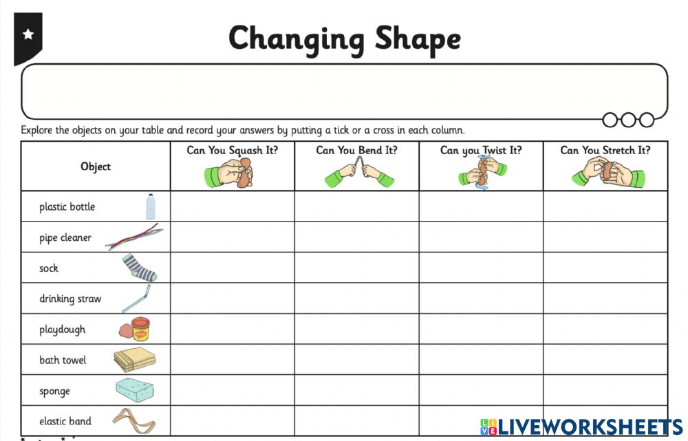 Ejercicio De Changing Materials Worksheet