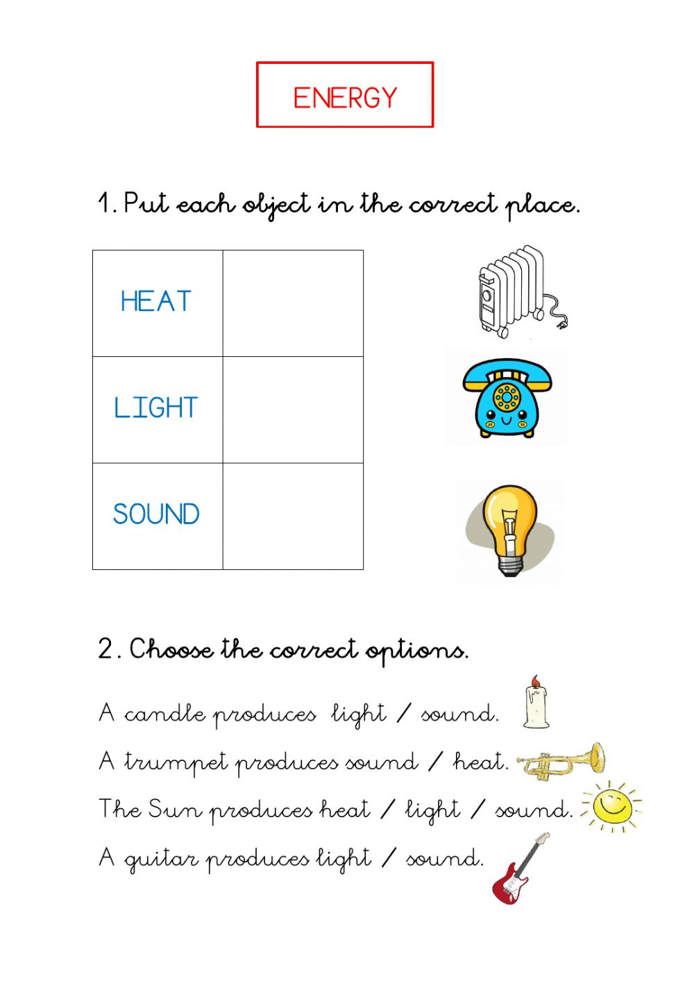 Ejercicio De Energy Heat Sound Light