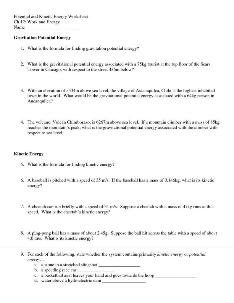 Energy Calculations Worksheet Db excel