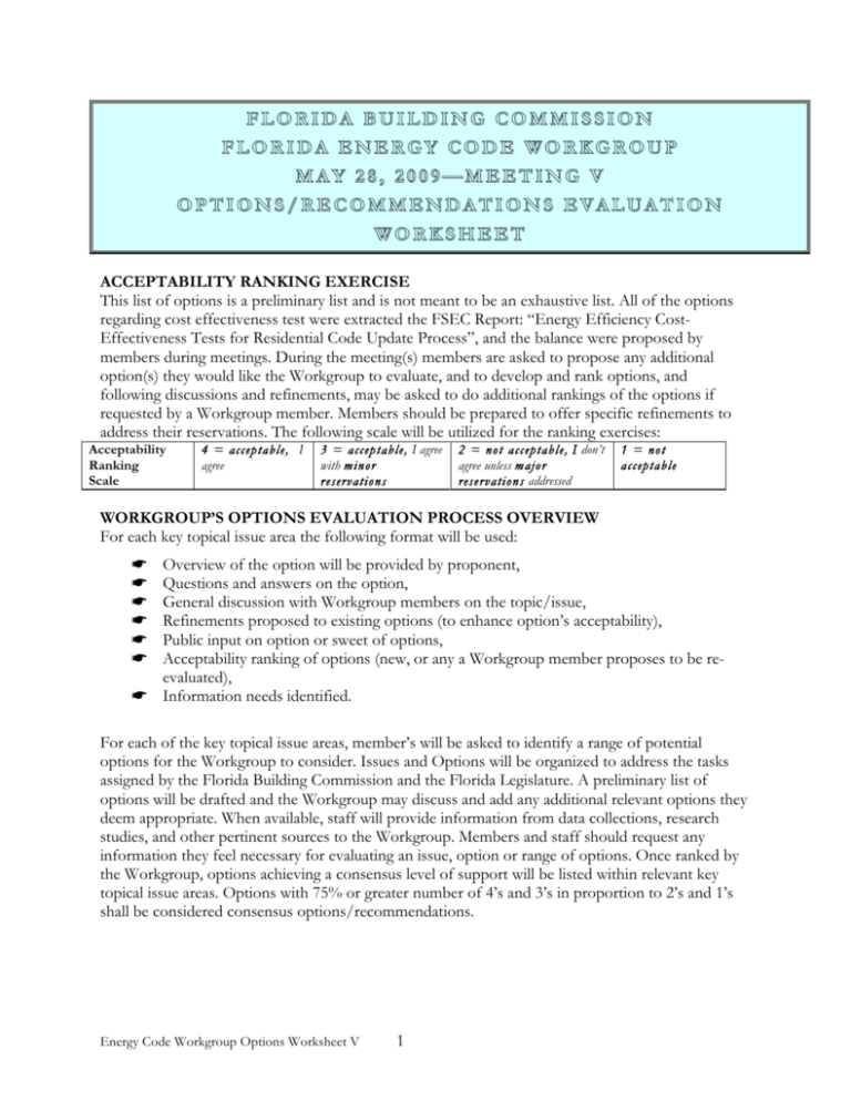 Energy Code Options Worksheet V