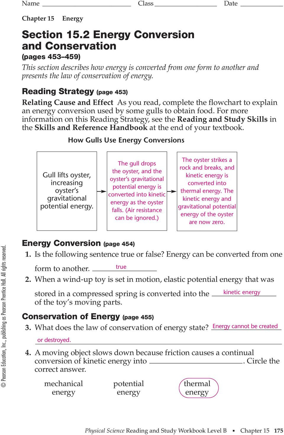 Energy Conversion And Conservation Worksheet Answers 5 2 Db excel