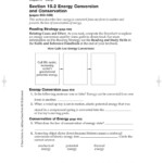 Energy Conversion And Conservation Worksheet Answers 5 2 Db excel