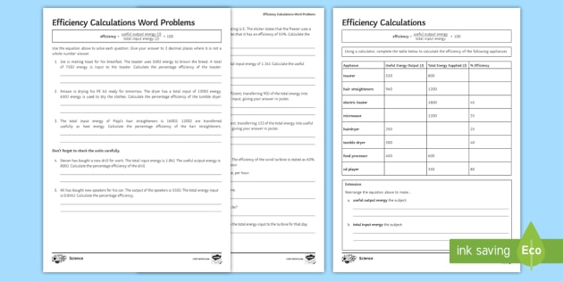 Energy Efficiency Worksheet Pack teacher Made