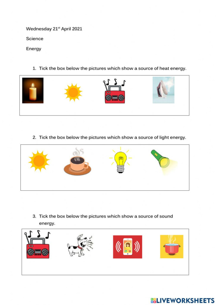 Energy Heat Light And Sound Worksheet