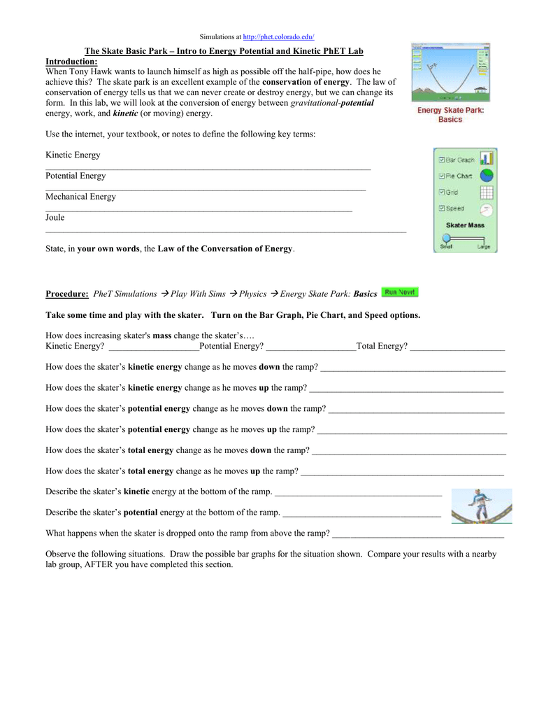 Energy Skate Park Worksheet Answer Key Suggested And Clear