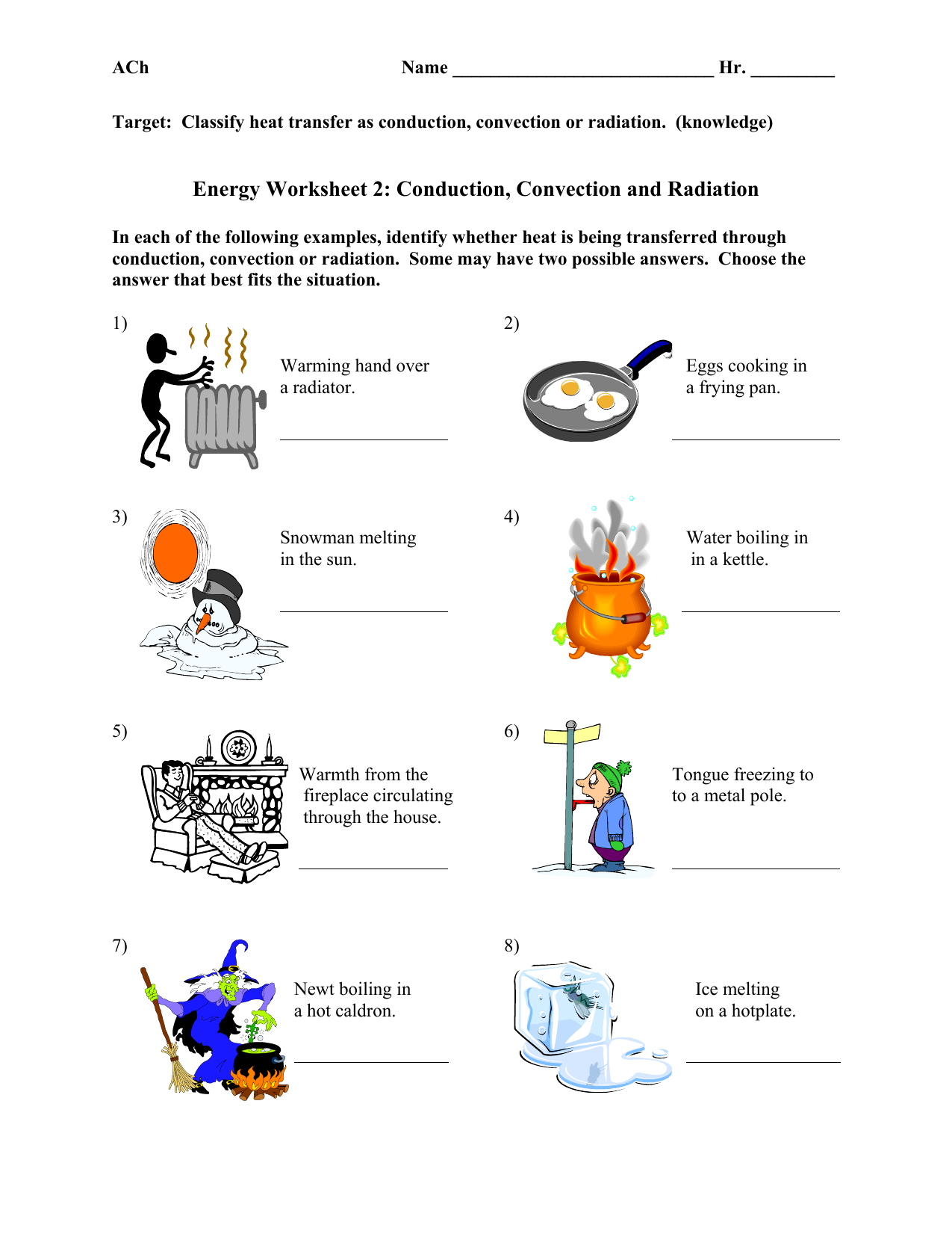 Energy Worksheet