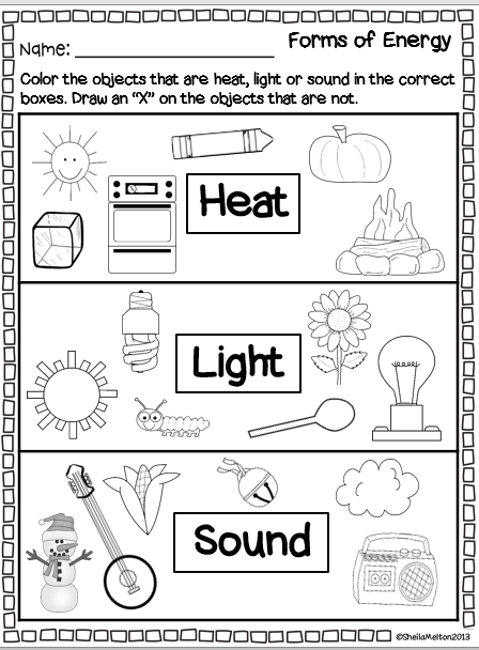 Forms Of Energy Heat Light And Sound Color The Picture Printable 