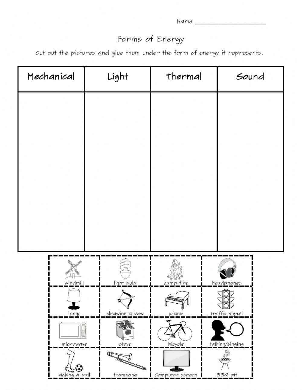 Forms Of Energy Interactive Activity