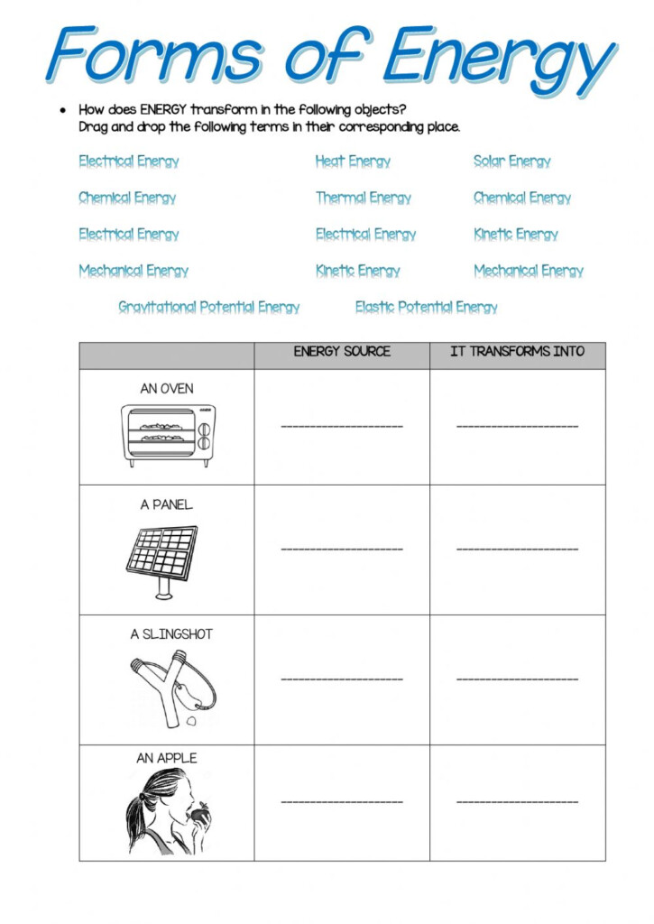 Forms Of Energy Online Worksheet For 6