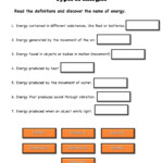 Forms Of Energy Worksheet