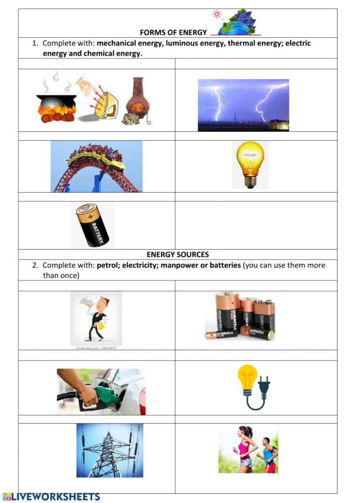 Forms Of Energy Worksheet Answers