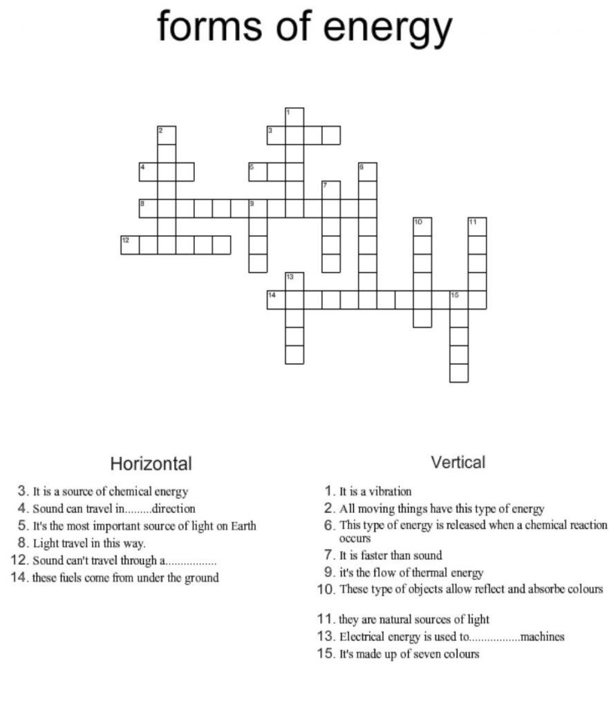 Forms Of Energy Worksheet Answers