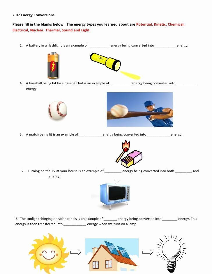 Forms Of Energy Worksheet Answers Fresh 2 07 Energy Conversions Please 