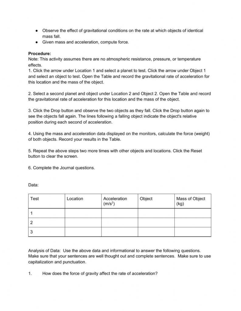 Glencoe Newton s Laws Virtual Lab Worksheet