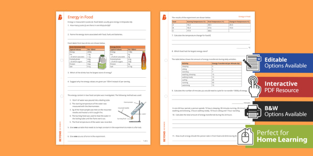 How Is The Amount Of Energy In Foods Worked Out Twinkl Homework Help