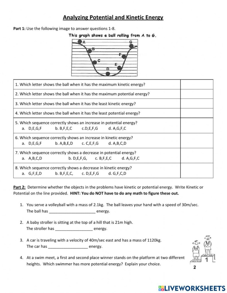 Kinetic And Potential Energy Basics Worksheet