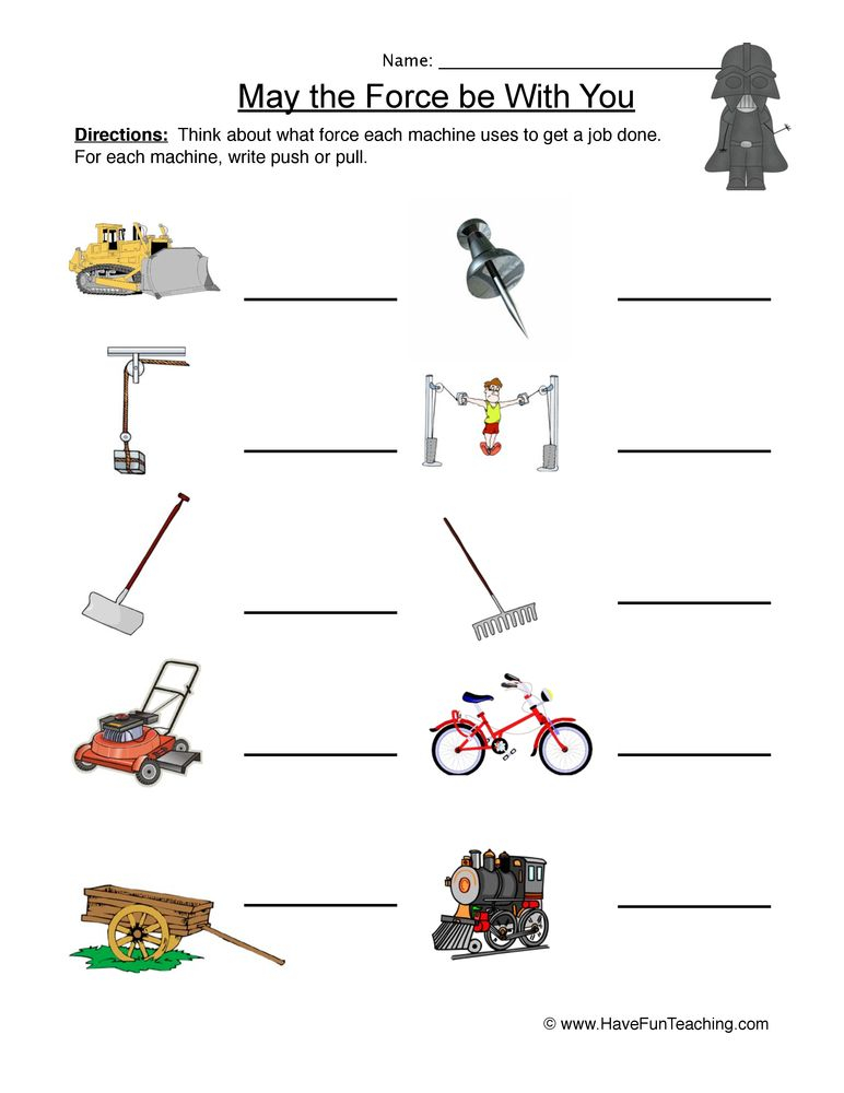 Labeling Force And Motion Worksheet Have Fun Teaching Force And