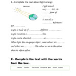 Light And Sound Energy Worksheet