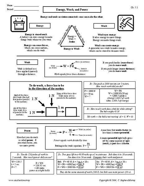 Physics Work Energy Theorem Worksheet