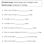 Potential Versus Kinetic Energy Worksheet