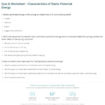 Quiz Worksheet Characteristics Of Elastic Potential Energy Study