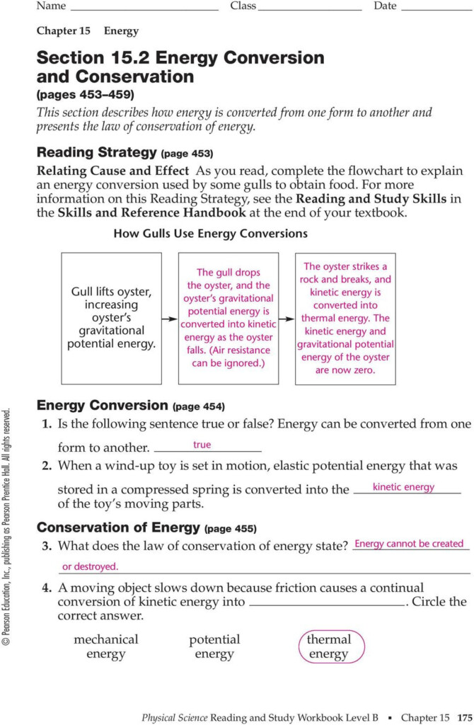Section 15 2 Energy Conversion And Conservation Worksheet Answers Db 