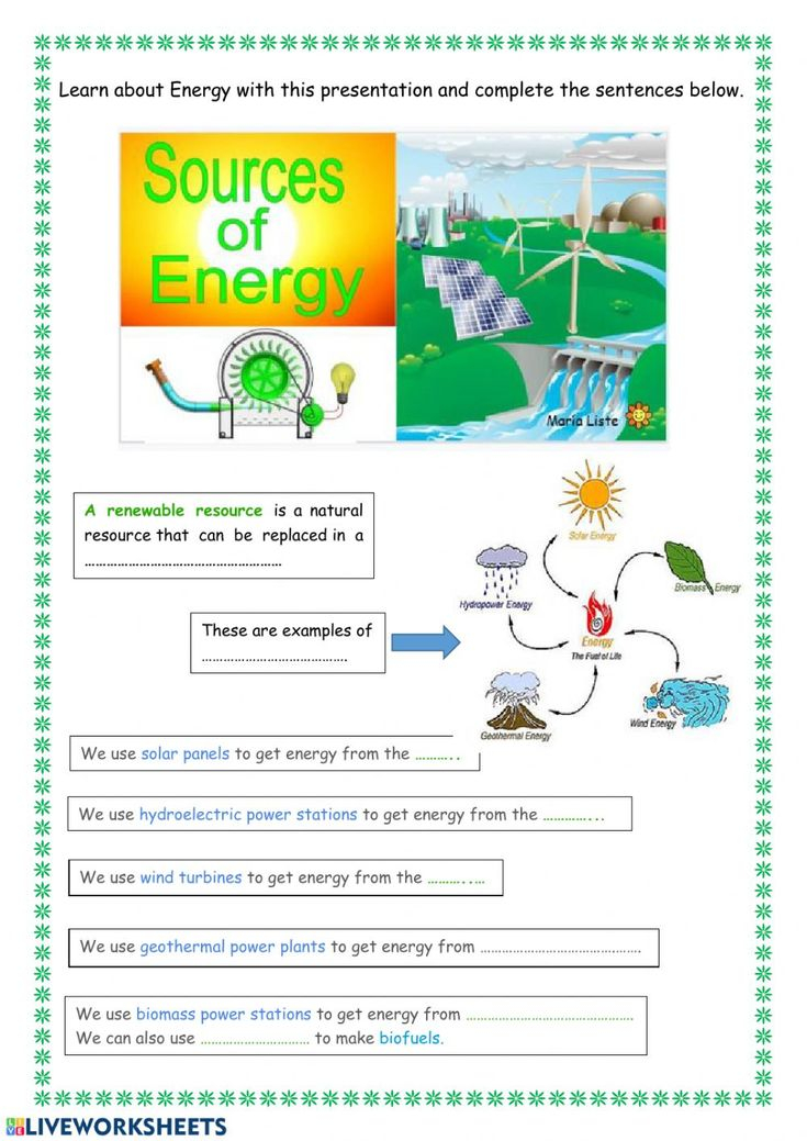 Sources Of Energy Interactive Worksheet Renewable Sources Of Energy