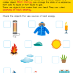 Sources Of Heat Energy Worksheet Free Printable PDF For Kids Answers