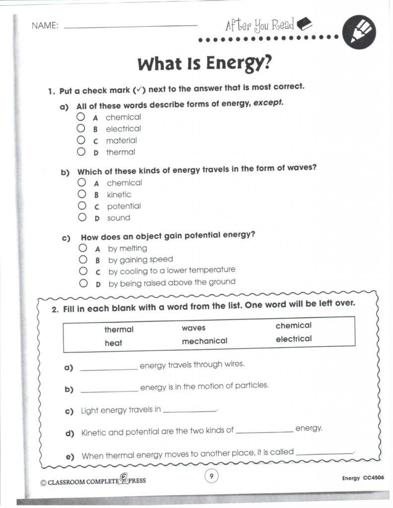 Work And Kinetic Energy Worksheet