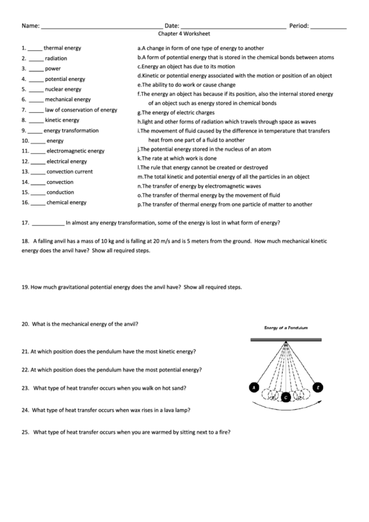 Work Power Energy Worksheet